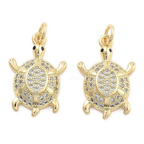 Brass Pave Clear Cubic Zirconia Pendants KK-U009-12L-G-1