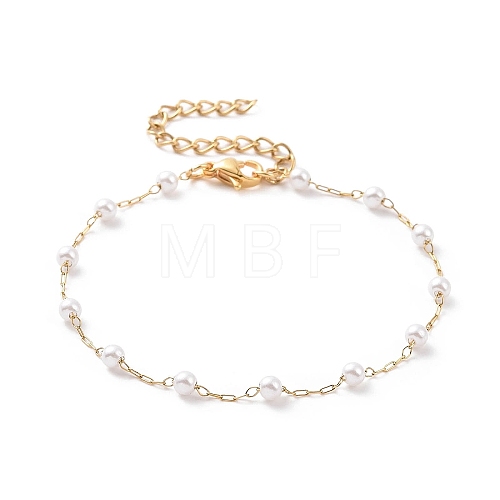 Round Plastic Imitation Pearl Beaded Bracelets BJEW-E054-04G-1