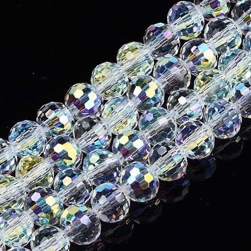 Electroplate Transparent Glass Beads Strands EGLA-N002-15-B03-1