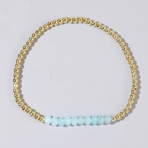 Colorful Mixed Brass Synthetic Gemstone Bead Copper Bracelet Women's Fashion Jewelry Wholesale RJ2833-3-1