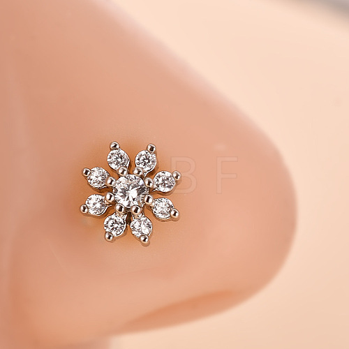 316L Surgical Stainless Steel Clear Cubic Zirconia L-Shaped Nose Rings WG09863-05-1