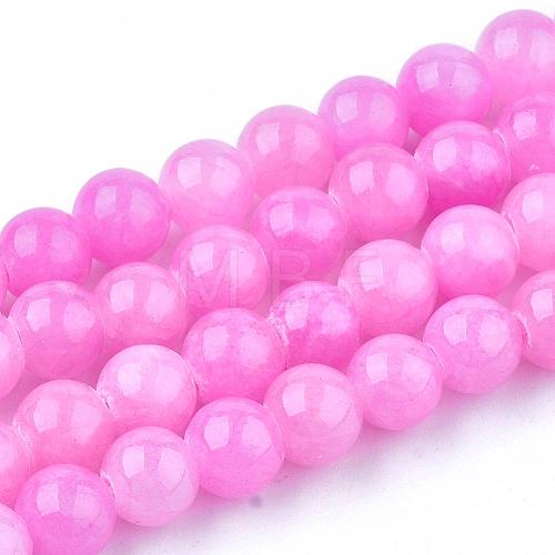 Natural Dyed Yellow Jade Gemstone Bead Strands G-R271-6mm-Y10-1