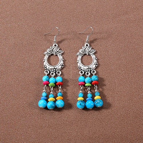 Bohemian tassel turquoise earrings JU8957-27-1