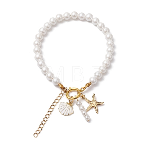 Summer Beach Shell & Starfish Charm Bracelets BJEW-JB10485-1