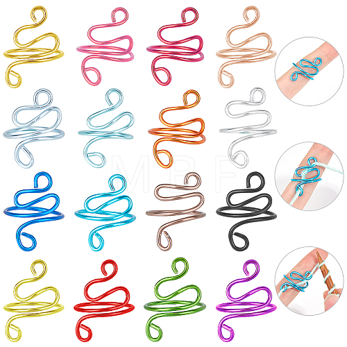 16Pcs 16 Colors Aluminu Cuff Rings RJEW-BC00001-1