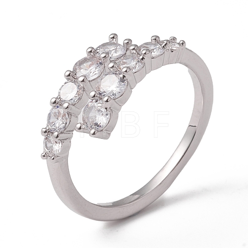 Clear Cubic Zirconia Open Cuff Ring RJEW-F124-04P-1