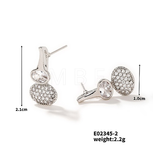 Chic European Style Copper & Zircon Horseshoe Stud Earrings VS0402-2-1