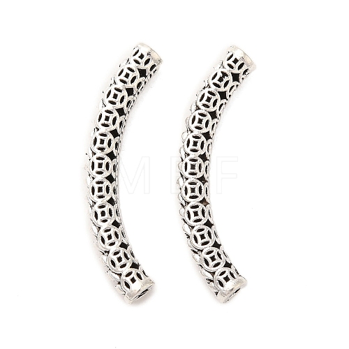 Tibetan Style Alloy Hollow Coin Curved Tube Beads FIND-Z063-33AS-1