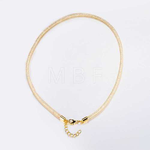 Brass Mesh Necklaces NJEW-K094-01G-1
