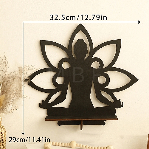 Wooden Flower-shaped Buddha Statue Storage Racks PW-WG2A300-01-1