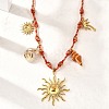 Summer Beach 304 Stainless Steel & Electroplated Natural Shell Pendant Adjustable Polyester Cord Necklaces for Women NJEW-F348-01D-G-1