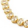 Clear Cubic Zirconia Oval Link Chain Bracelet BJEW-E073-04G-2