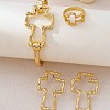 Iron Hammered Hollow Cross Hinge Bangles & Earrings & Rings Sets for Women WGA1E3C-01-3