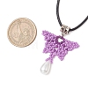 Glass Seed Beads Beaded Butterfly Pendant Necklaces NJEW-MZ00083-03-3