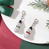 2Pcs Christmas Snowman Pave Disco Ball Beads & Brass Rhinestone Pendant Decorations HJEW-JM04452-2