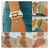 2 Bags Summer Beach Glass Seed Beaded & Natural Shell & Alloy Starfish Charm Anklet Sets AJEW-TA0003-69G-9