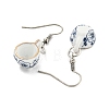 Handmade Porcelain Blue and White Porcelain Cup Dangle Earrings EJEW-A042-02-2