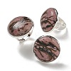 Natural Rhodonite Round Adjustable Rings RJEW-K371-09S-30-1