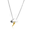 304 Stainless Steel Two Tone Cloud Lightning Pendant Necklaces for Women WG049FD-01-5