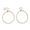 2Pcs 2 Colors 304 Stainless Steel Figaro Chains Bracelet Sets BJEW-JB14356-01-3