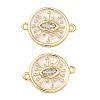 Brass Pave Clear Cubic Zirconia Evil Eye Links Connector Charms KK-B170-14G-1