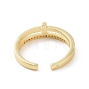 Clear Cubic Zirconia Cross Open Cuff Ring RJEW-G283-08G-3