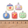Opaque Resin & Glitter Powder Pendants RESI-B044-14P-3