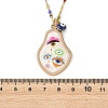 Printed Alloy Enamel Pear & Brass Enamel Evil Eye Pendant 304 Stainless Steel Enamel Dapped Chain Necklaces for Women NJEW-JN06361-5