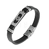 304 Stainless Steel & Black Imitation Leather Cord Bracelets for Men WG9A637-01-2