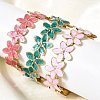 304 Stainless Steel Enamel Bangles for Women BJEW-D408-40G-1