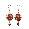 Glass & Dyed Natural Malaysia Jade & Red Jasper Dangle Earrings EJEW-MZ00814-01-3