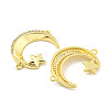 Rack Plating Brass Micro Pave Clear Cubic Zirconia Moon with Star Connector Charms KK-P270-21G-2