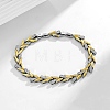 Brass Micro Pave Clear Cubic Zirconia Wheat Link Chain Bracelets for Women BJEW-B145-01-1