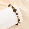 Natural Tiger Eye Faceted Cube Braided Bead Bracelets BJEW-JB14379-02-2
