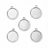 Tibetan Style Antique Silver Alloy Flat Round Pendant Cabochon Settings TIBEP-M022-29AS-1