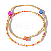 2Pcs 2 Styles Glass Seed Bead & Brass Beads Stretch Bracelets TY2852-3-1