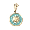 Flat Round with Sun 304 Stainless Steel Enamel Pendant Decoration STAS-S165-01A-G-1