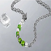 Letter B and Acrylic Lime Green Cube Beaded 201 Stainless Cable Chain Necklaces FS-WG7DFDB-01-1