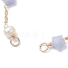 Synthetic Blue Lace Agate Star & Natural Freshwater Pearl Rice & Brass Link Chain Bracelet Making AJEW-JB01456-01-2