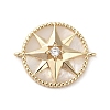 Brass Pave Clear Cubic Zirconia Connector Charms with Shell KK-P260-28A-G-1