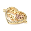 Mother's Day Brass Micro Pave Cubic Zirconia Connector Charms CU-CBAC7ED-01A-G-2