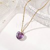 Cherry Quartz Glass & Natural Red Rainbow Jasper & Green Aventurine & Amethyst & Rose Quartz Heart Pendant 304 Stainless Steel Cable Chain Necklaces for Women NJEW-JN05796-7
