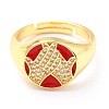 Adjustable Real 18K Gold Plated Brass Enamel Finger Rings RJEW-L071-32G-2