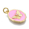 Brass Micro Pave Clear Cubic Zirconia Enamel Pendants KK-Q283-004I-NR-2