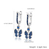 Butterfly Rhodium Plated 925 Sterling Silver Micro Pave Cubic Zirconia Dangle Hoop Earrings DX6488-3-3