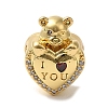 Heart Rack Plating Brass Micro Pave Cubic Zirconia European Beads KK-G511-02C-G-1