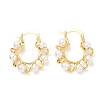 Twist Brass & ABS Plastic Pearl Hoop Earrings EJEW-P336-05G-4