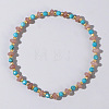 Beach Vacation Style Natuarl Strawberry Quartz & Synthetic Turquoise Beaded Stretch Bracelet Women RO9590-6-1