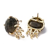 Brass Micro Pave Cubic Zirconia Stud Earring Findings with Natural Labradorite KK-Z096-05G-05-2