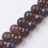 Faceted Round Natural Gray Agate Beads Strands G-E302-060-18mm-1-1